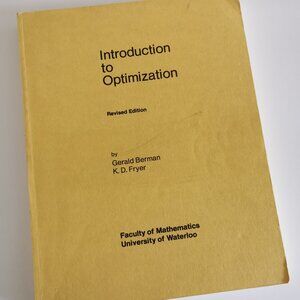 1970 Introduction to Optimization Textbook University Waterloo Vintage Maths